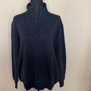 Loro Piana Luxury Cashmere Charcoal Gray Half Zip-Up Sweater